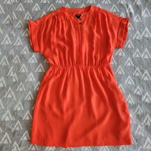 J. Crew Factory Short Sleeve Button-Up Shirt Dress - Red/Orange